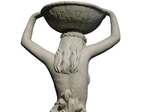 Large sculpture of a woman with bowl - made entirely of stone - 120 cm