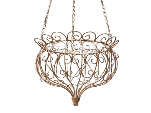 Hanging basket with wall hook - dark brown with rust - vintage look