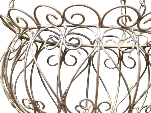 Hanging basket with wall hook - dark brown with rust - vintage look