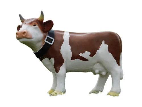 Cow with Neck Strap - 80 cm - Brown White - Polystone