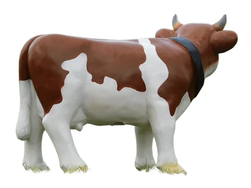 Cow with Neck Strap - 80 cm - Brown White - Polystone