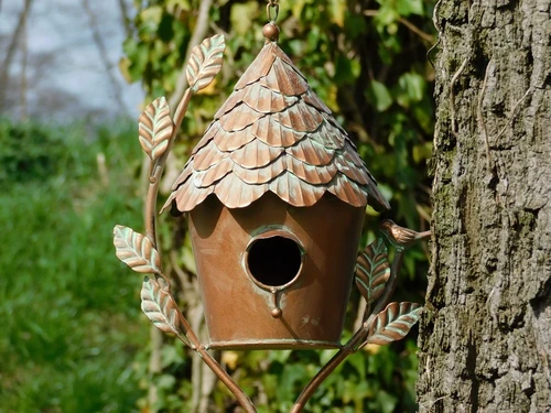 Hanging Birdhouse - 60 cm - Incl. hook - Copper look