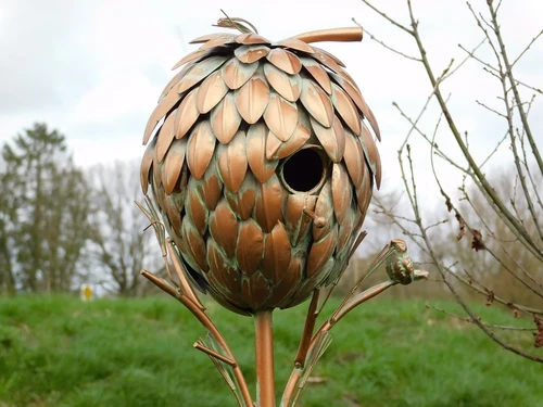 Birdhouse Standing - 170 cm - Garden Stick - Copper look