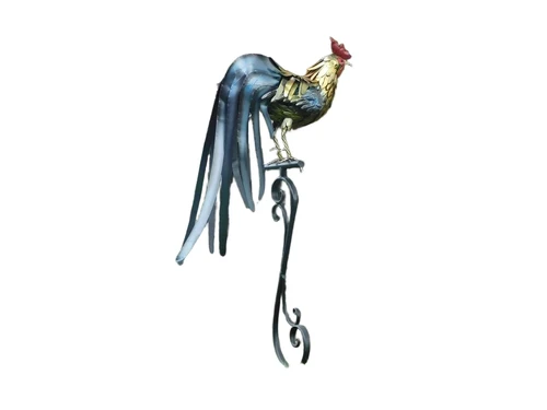 Rooster on stand - metal - full colour