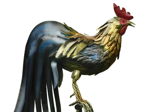 Rooster on stand - metal - full colour