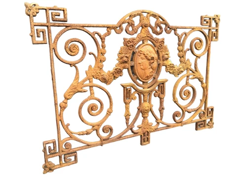 Fence for e.g. balcony, cast iron antique with medallion