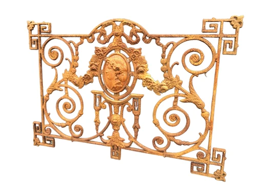 Fence for e.g. balcony, cast iron antique with medallion
