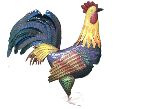 Mooie haan in volle kleuren van metaal, geweldig fraai!!!