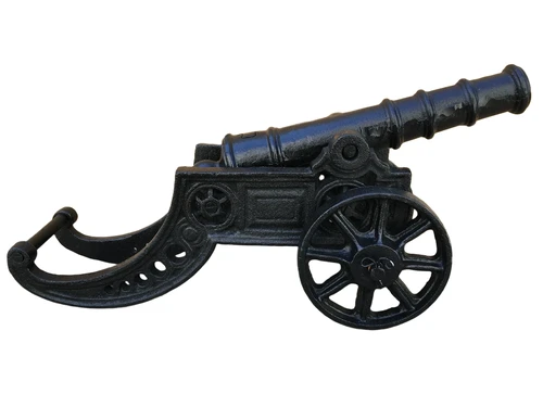 Prachtig decoratief kanon, gietijzer zwart .
