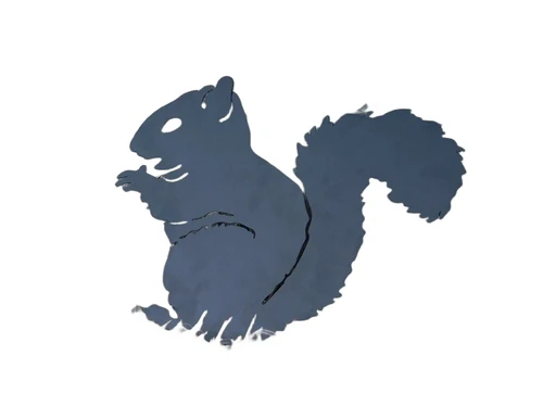 Prachtig silhouette van een eekhoorn, mat zwart metaal