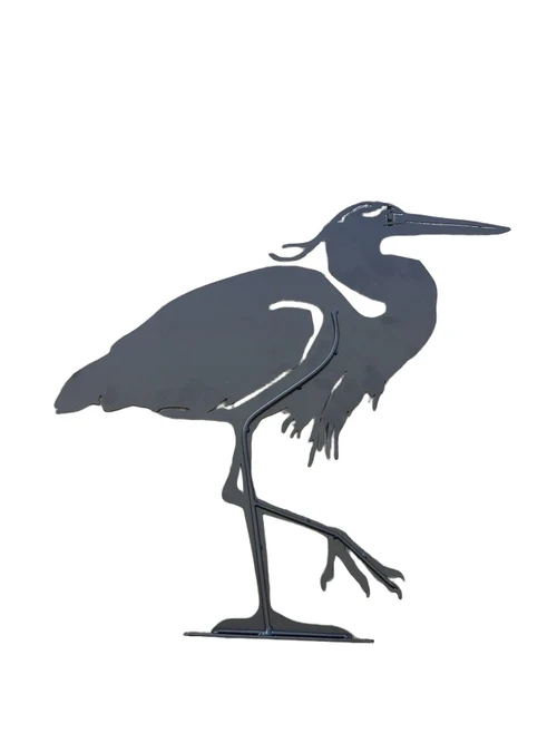 Prachtig silhouette van een reiger, mat zwart metaal