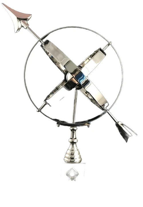 Beautiful sundial on foot, aluminum nickel plated, decoration for indoors and outdoors