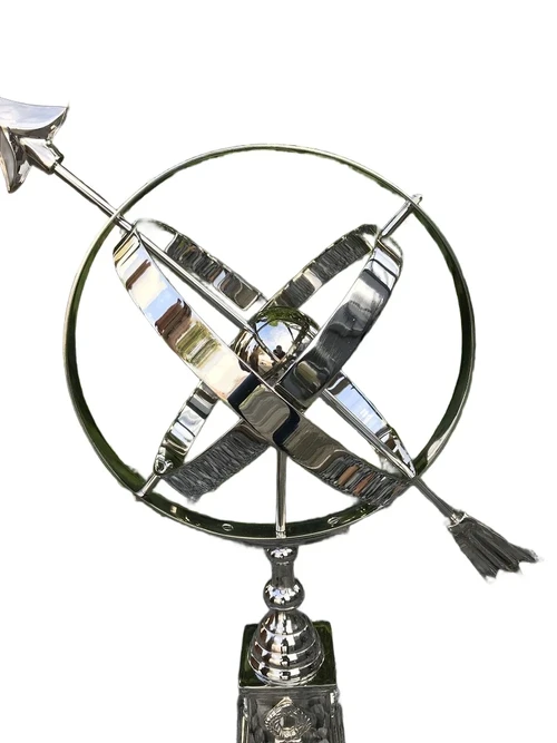 Beautiful sundial on foot, aluminum nickel plated, decoration for indoors and outdoors