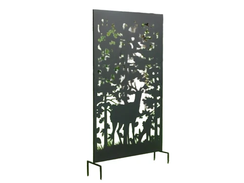 Privacy Screen with Deer Design - Black - 187 cm High - with Garden Sticks