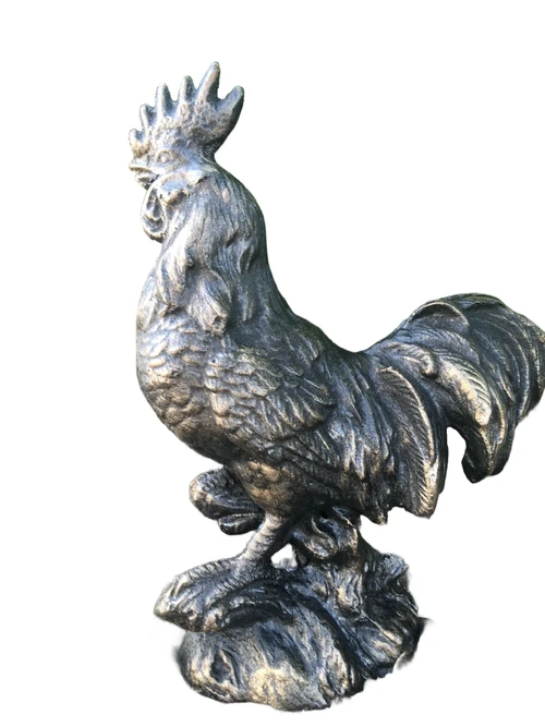 Sculptuur Haan metaal, bronskleur