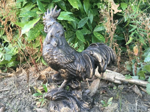 Sculptuur Haan metaal, bronskleur