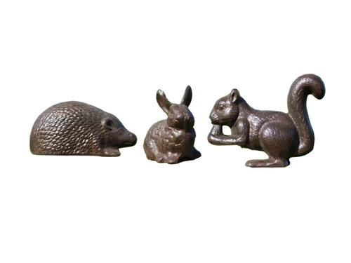 Set Animals - Rabbit, Hedgehog and Squirrel - Cast iron
