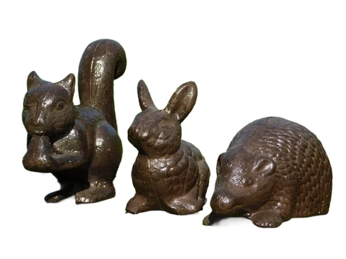 Set Animals - Rabbit, Hedgehog and Squirrel - Cast iron