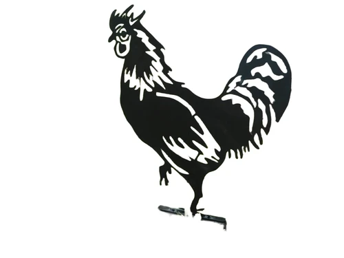 Silhouette haan - metaal mat-zwart -met tuinsteker.