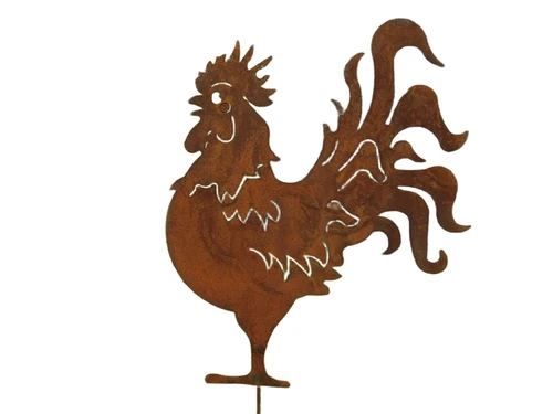 Silhouette van een haan, rustiek, metalen dier