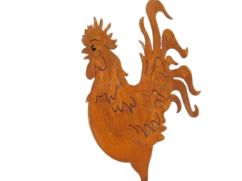 Silhouette van een haan, rustiek, metalen dier