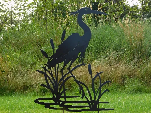 Garden Stick Heron Silhouette - 112 cm - Matt Black
