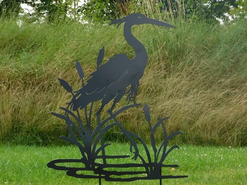 Garden Stick Heron Silhouette - 112 cm - Matt Black