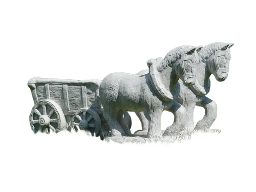 Statue ''Pferd und Wagen'' - massiver Stein