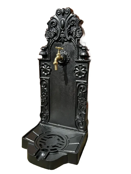 Ornate large Fountain - with Brass Tap - Alu - black