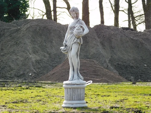 Woman with Jugs on Pedestal - 100 cm - Stone