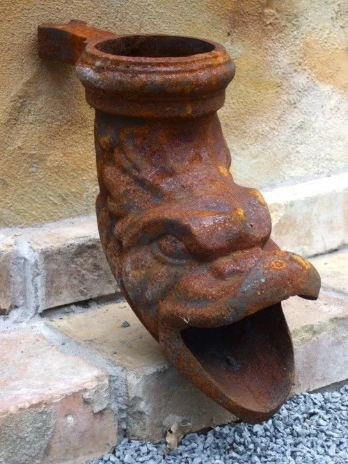 Downspout Outlet – Cast Iron – Fish-Shaped – Gargoyle-style Gutter Outlet