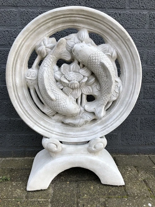 Groot Koi karper vijver ornament, vol steen.