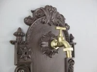 Beautiful wall fountain - cast iron look-alu-dark brown, 60 cm