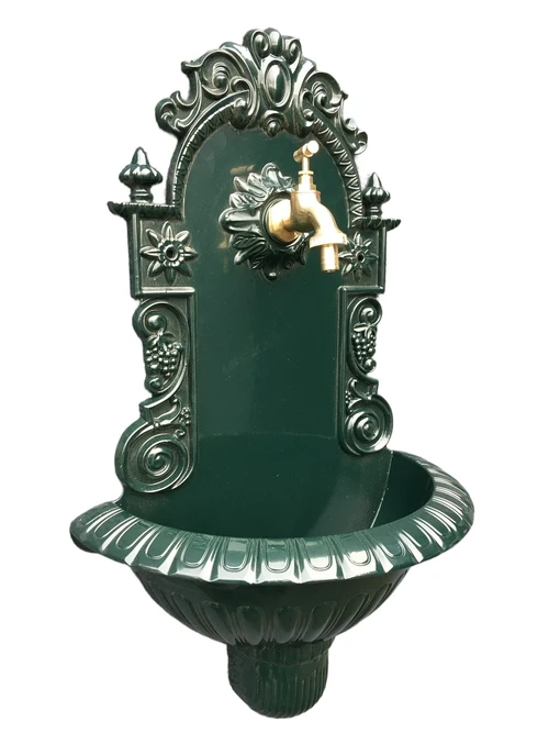 Schöner Wandbrunnen - Gusseisen-look-alu-grün-60 cm