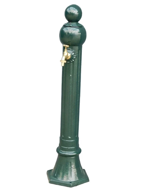 Standing fountain with brass tap - dark green - aluminium