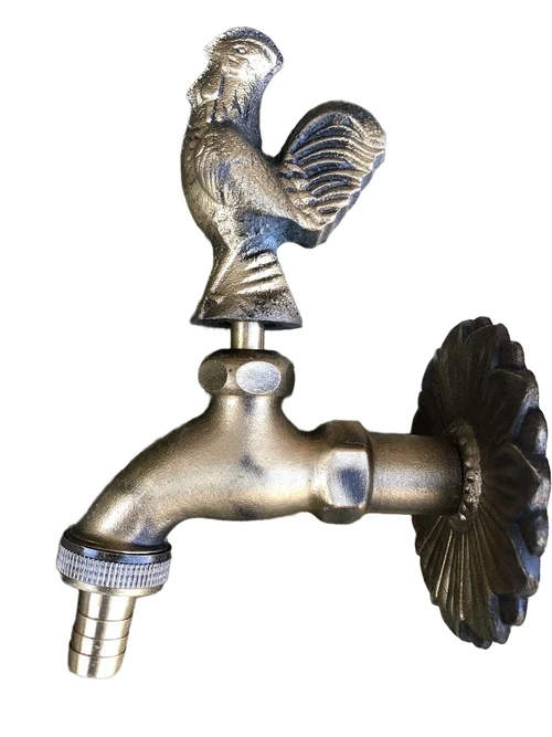 Wasserhahn mit hübschem Hahn für Gartenbrunnen, Messing