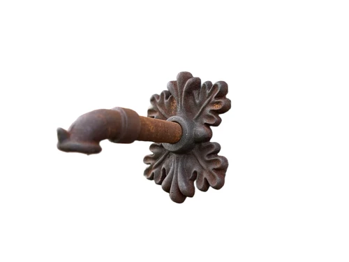 Wasserspeier für Wandbrunnen - Eichenblatt + Neptun - Gusseisen - Rost