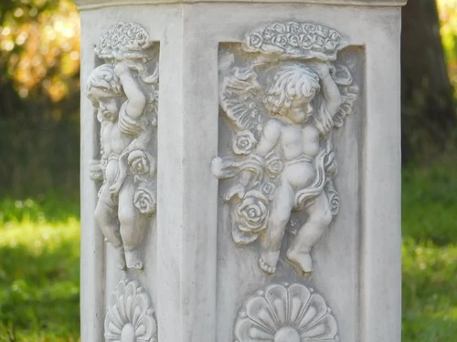Kneeling Angel on English Pedestal - 140 cm - Stone