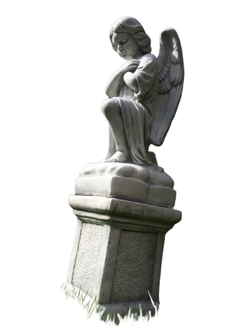 Engel kniend auf Sockel, voll massivem Steinguss Skulptur, schön gestaltet!