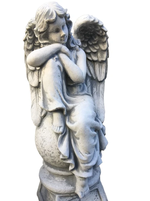 Angel on sphere, full stone statue and beautiful statue!