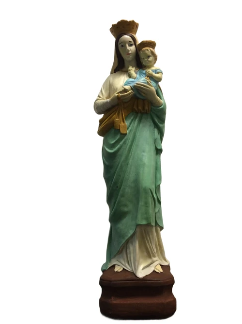 Mary with child, beautiful full stone statue in color!!