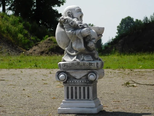 Eenmalig: Lachende Boeddha op Sokkel - 48 cm - Steen