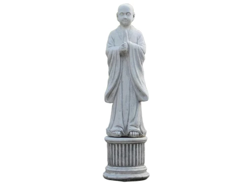 Greeting Monk on Pedestal - Solid Stone