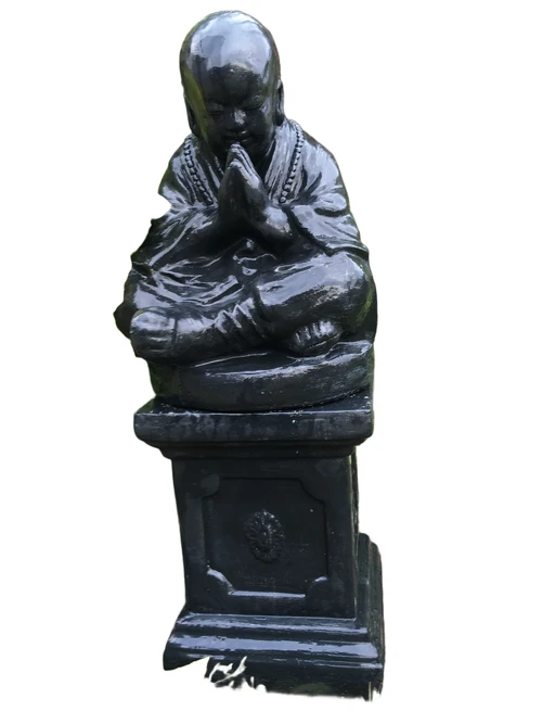 Japanese Monk on Pedestal - Black - Stone