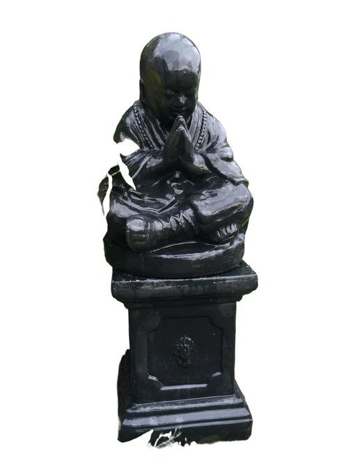 Japanese Monk on Pedestal - Black - Stone