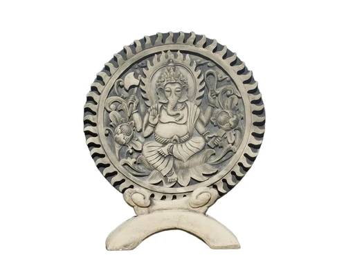 Ornament Ganesha - solid stone - grey with black