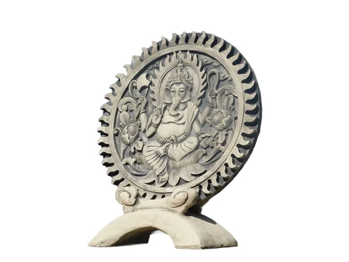 Ornament Ganesha - solid stone - grey with black