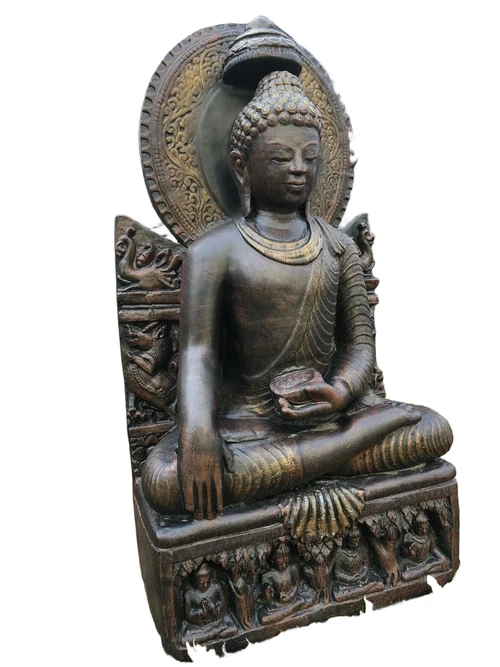 Thai Buddha on Throne - 93 cm - Stone