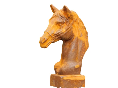 Cast iron sculpture of a horse head, very nice design!