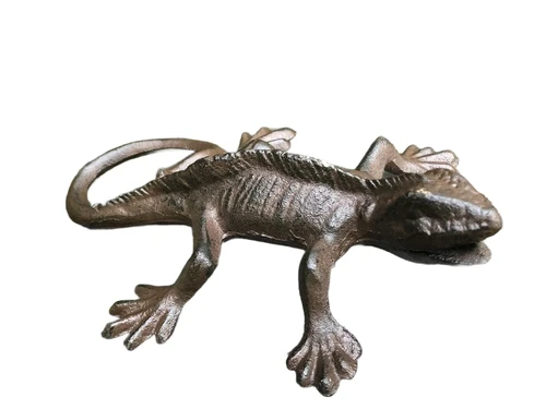 Hagedis, gekko, gietijzer bruin, prachtig mooi beeld